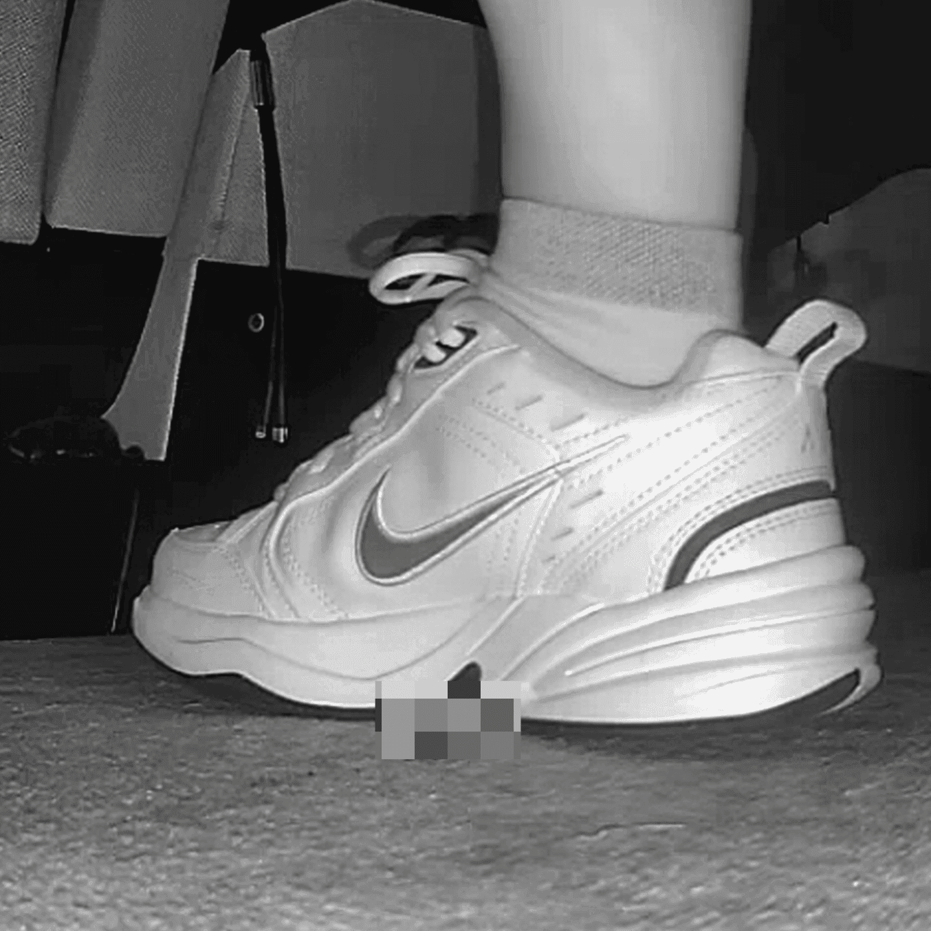 Woman in Nike Air sneakers candid crushing at the cinema